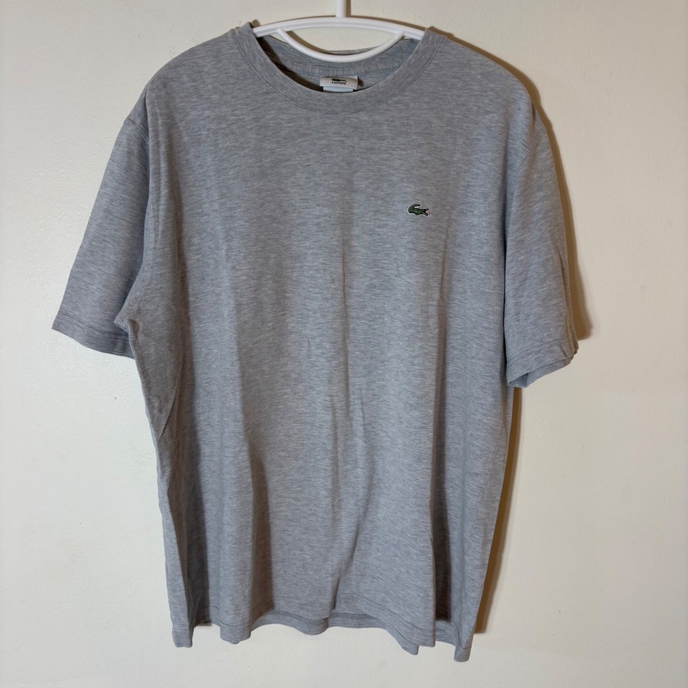 Lacoste Men's‎ Gray Crewneck T-Shirt Embroidered Crocodile Logo Size 4 Medium